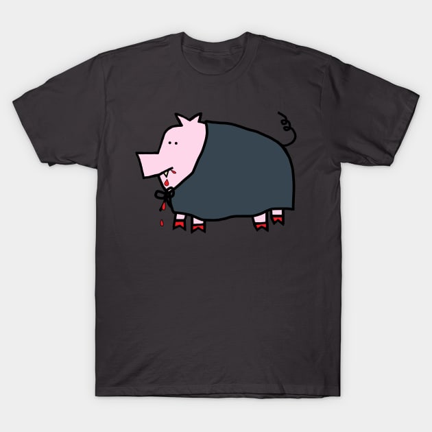 Halloween Horror Vampire Pig T-Shirt by ellenhenryart